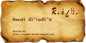 Rendl Árpád névjegykártya